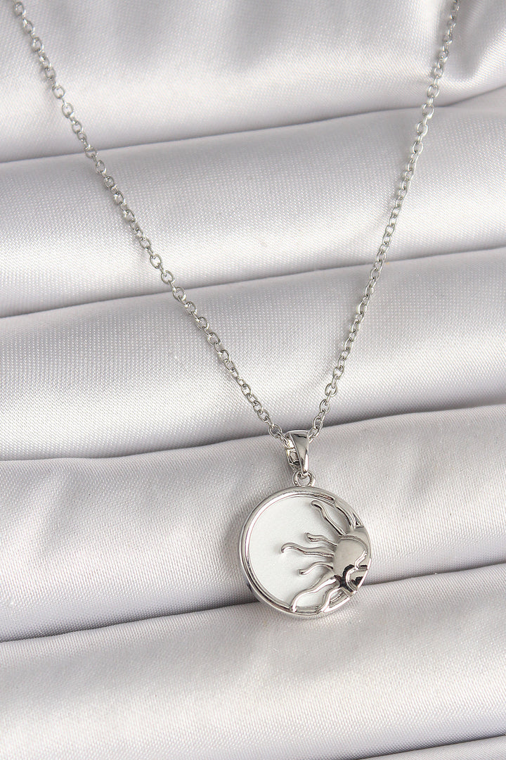 EBJ 316L Stainless Steel Silver Color Chain White Enamel Sunset Model Women's Necklace - Billerica