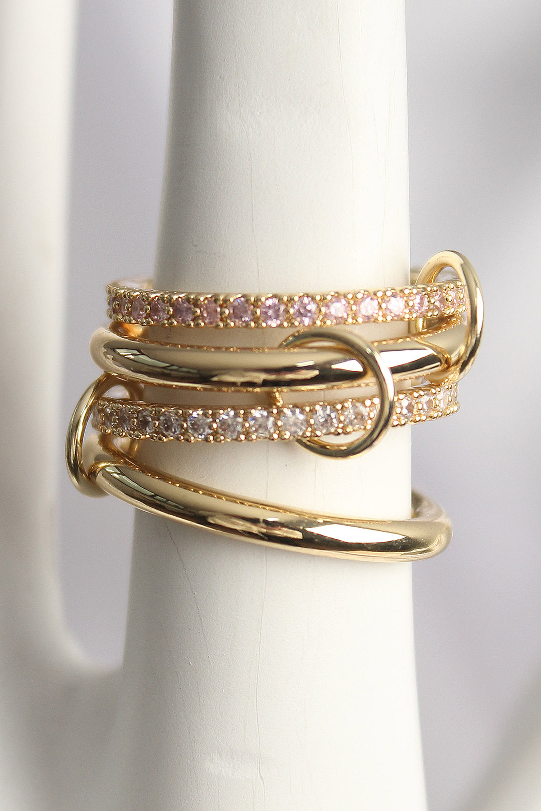 EBJ Gold Color Zircon Stone 4-Piece Women's Ring with Rice - Georgina