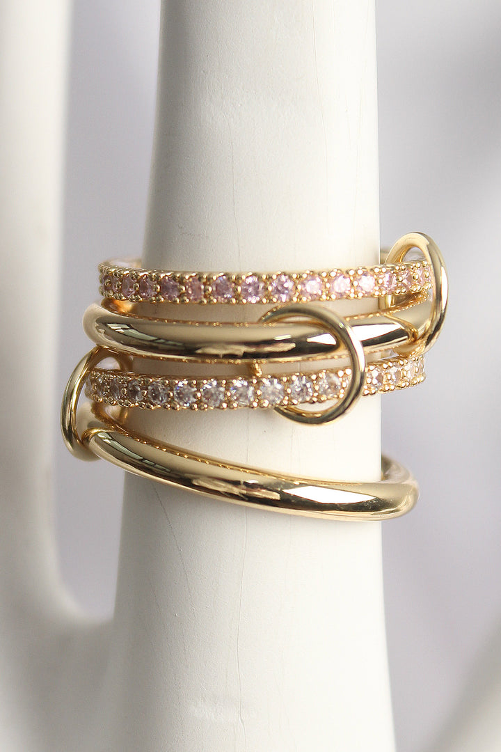 EBJ Gold Color Zircon Stone 4-Piece Women's Ring with Rice - Georgina