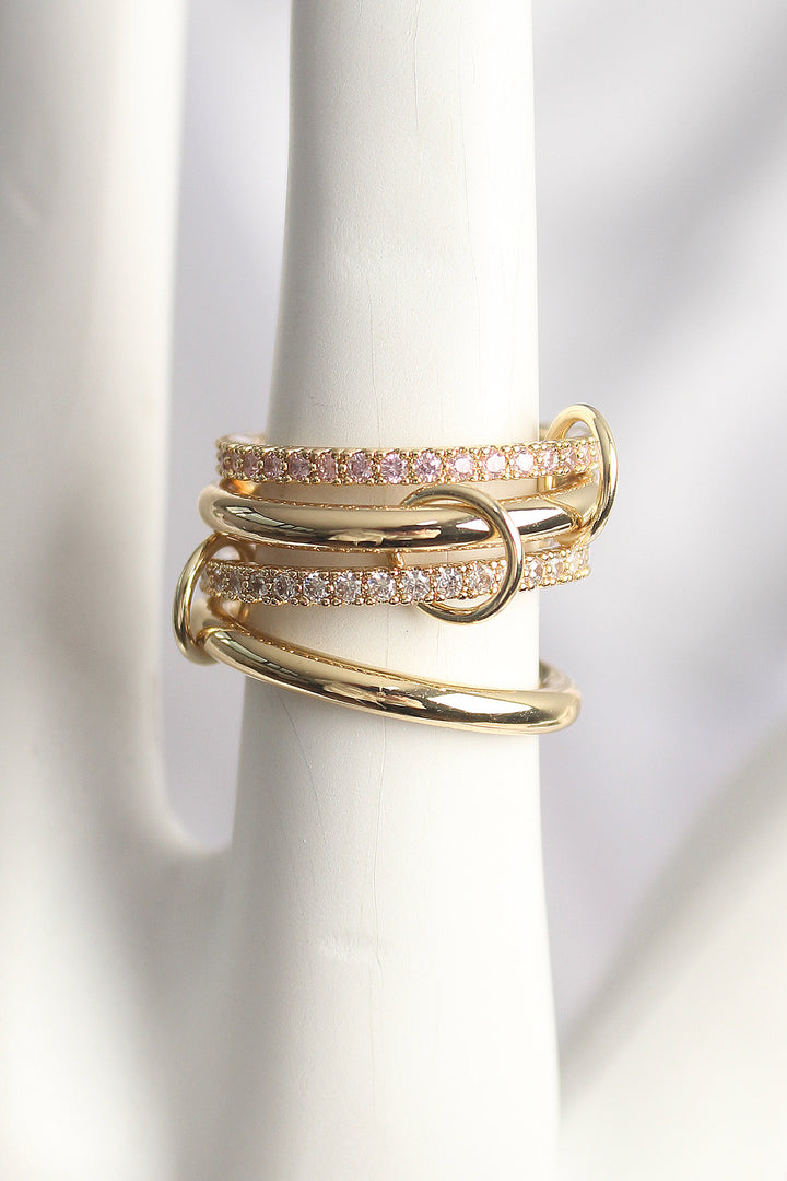 EBJ Gold Color Zircon Stone 4-Piece Women's Ring with Rice - Georgina