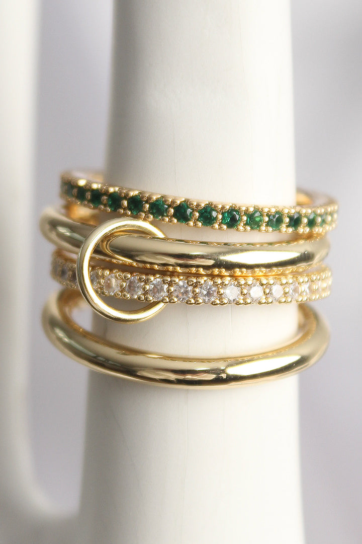EBJ Rice God Color Green Zircon Stone 4-Piece Women's Ring - Ciudad Real