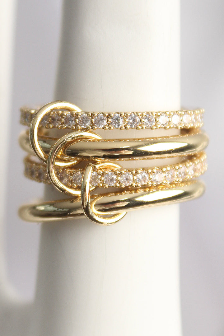 EBJ Gold Color Zircon Stone 4-Piece Women's Ring with Rice - Aschaffenburg