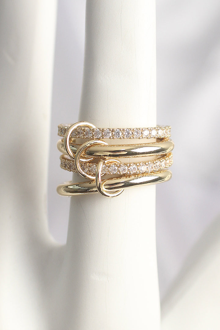 EBJ Gold Color Zircon Stone 4-Piece Women's Ring with Rice - Aschaffenburg