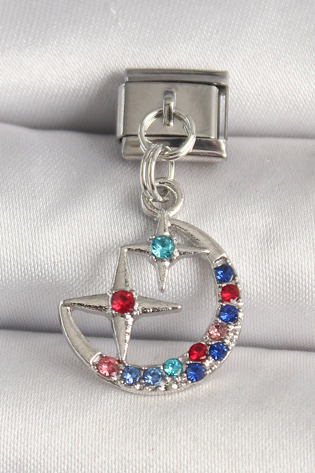 EBJ 316L Stainless Steel Silver Color Star Model Nomination Charm with Colorful Zircon Stone - Novara