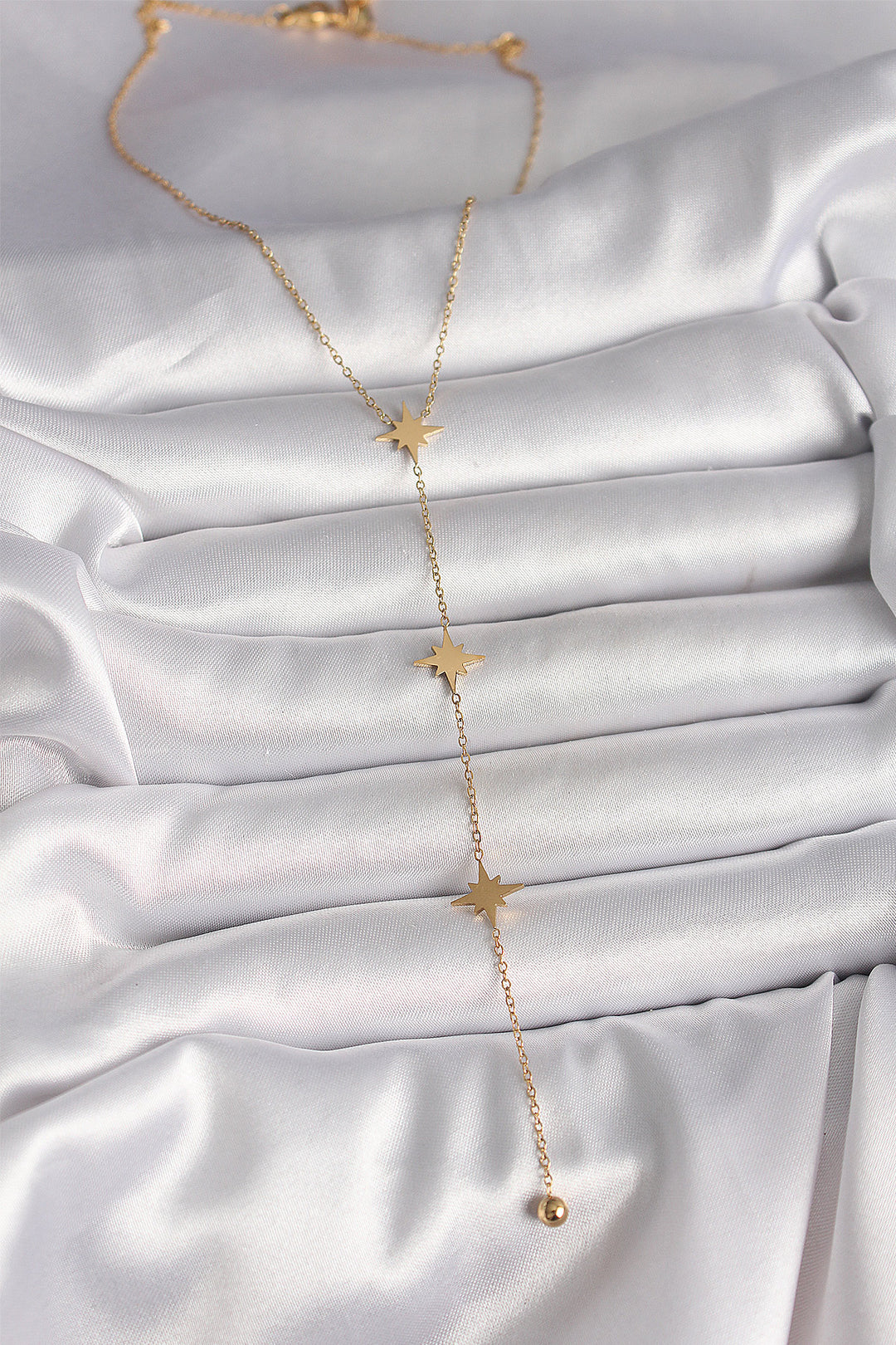 EBJ 316L Steel Gold Color Star Bead Detail Women Y Necklace - Portici