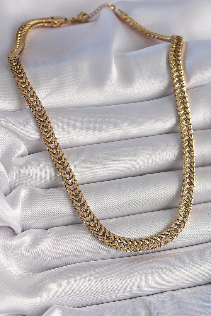 EBJ 316L Steel Gold Color Fishbone Pattern Women's Necklace - Sale