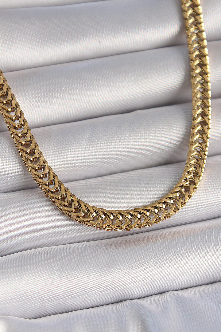 EBJ 316L Steel Gold Color Fishbone Pattern Women's Necklace - Sale