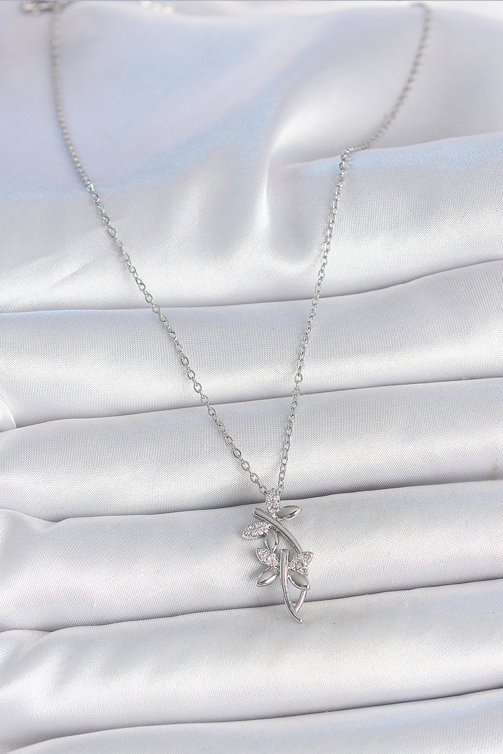EBJ 316L Stainless Steel Silver Color Chain Dragonfly Model Women's Necklace with Zircon Stone - Arucas