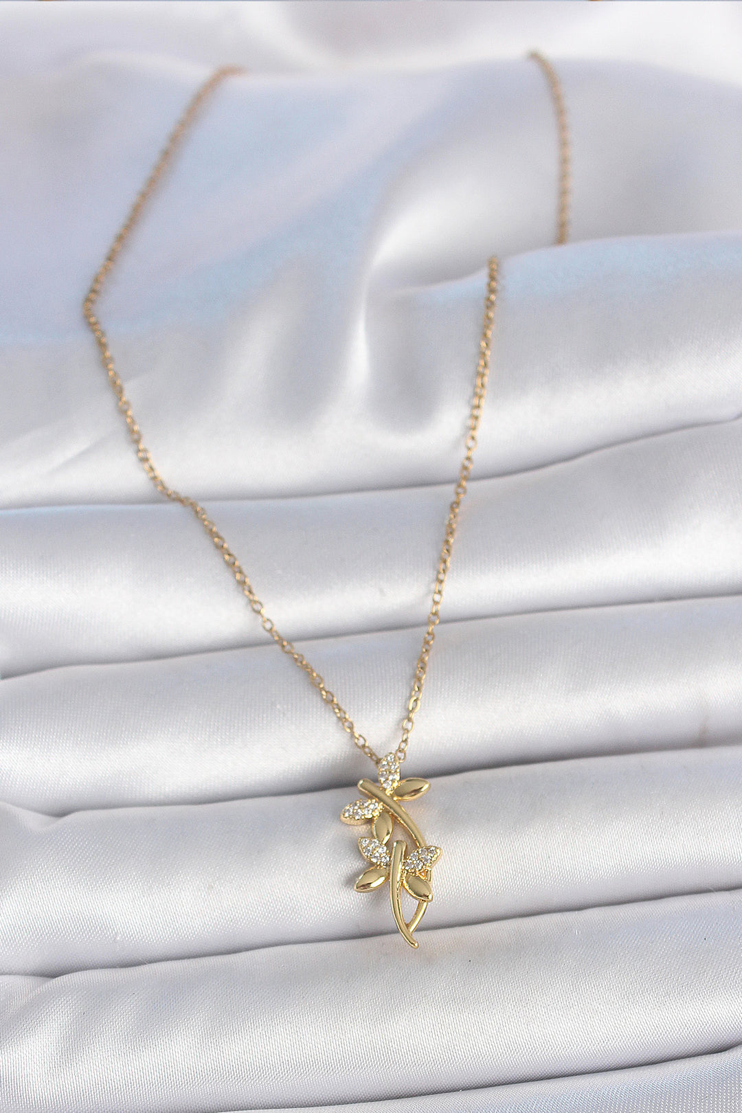 EBJ 316L Steel Gold Color Chain Dragonfly Model Women's Necklace with Zircon Stone - Laguna Niguel