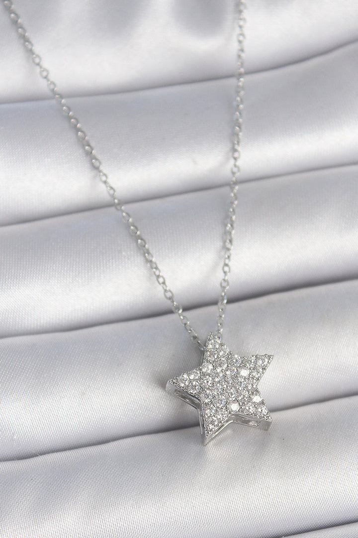 EBJ 316L Stainless Steel Silver Color Chain with Zircon Stone Star Model Women's Necklace - Brighton