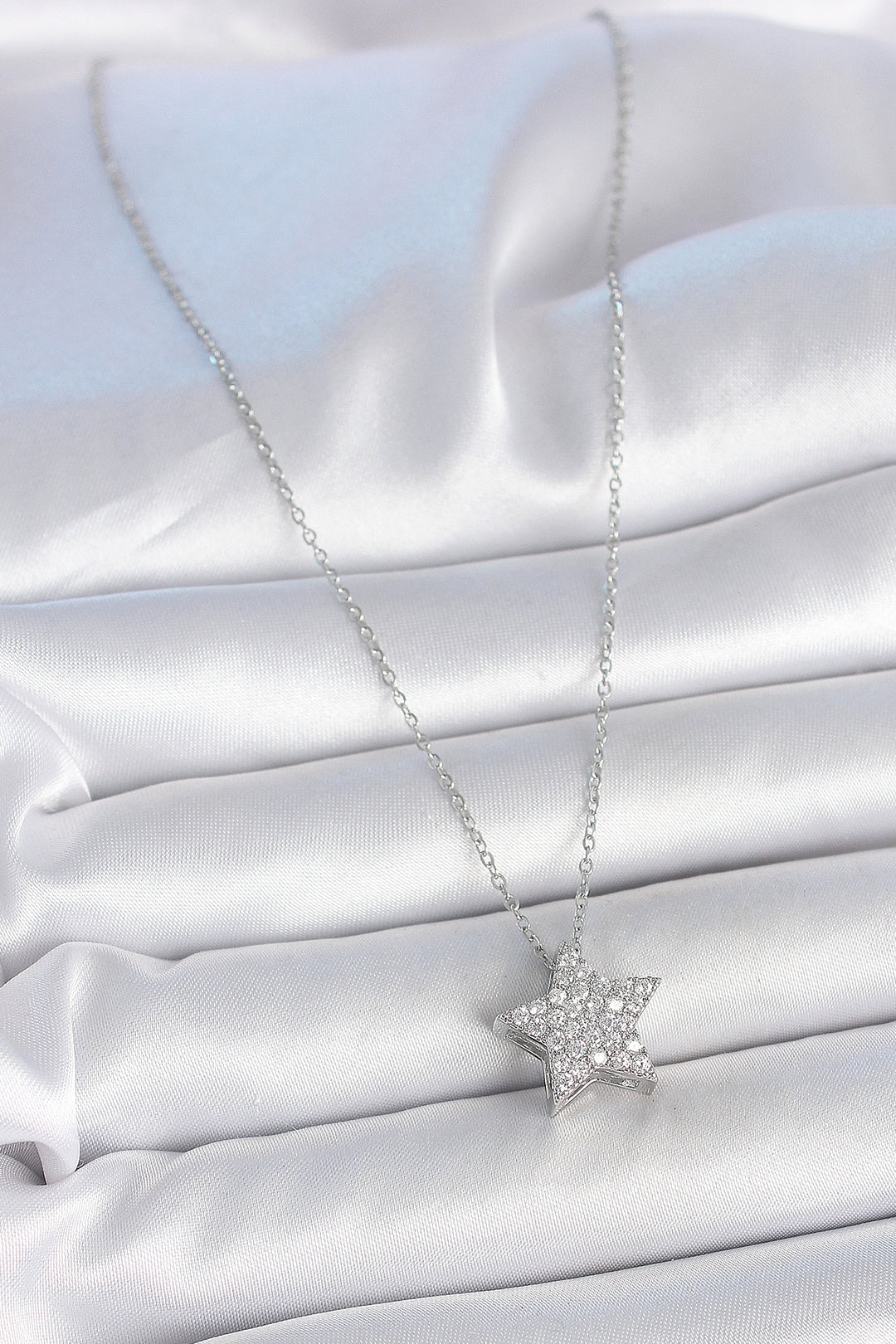 EBJ 316L Stainless Steel Silver Color Chain with Zircon Stone Star Model Women's Necklace - Brighton