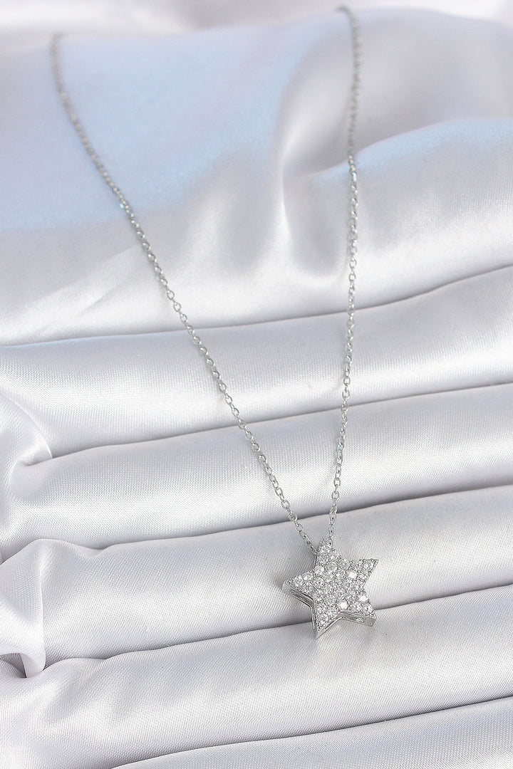 EBJ 316L Stainless Steel Silver Color Chain with Zircon Stone Star Model Women's Necklace - Brighton