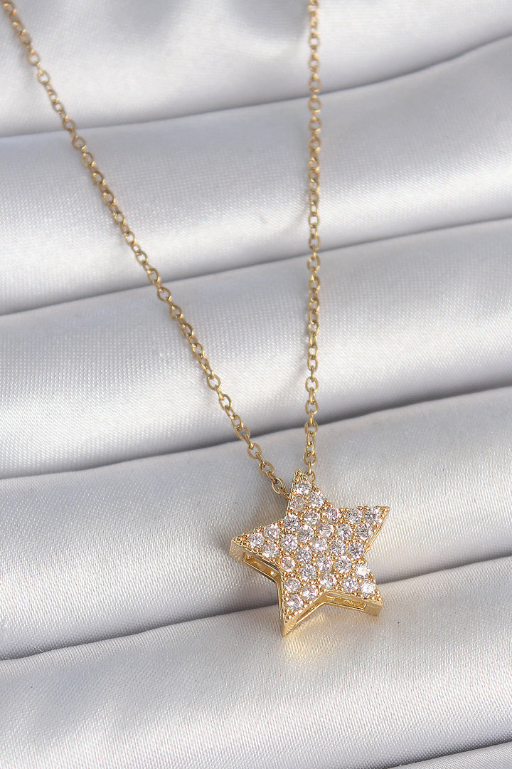 EBJ 316L Steel Gold Color Chain with Zircon Stone Star Model Women's Necklace - Mérida