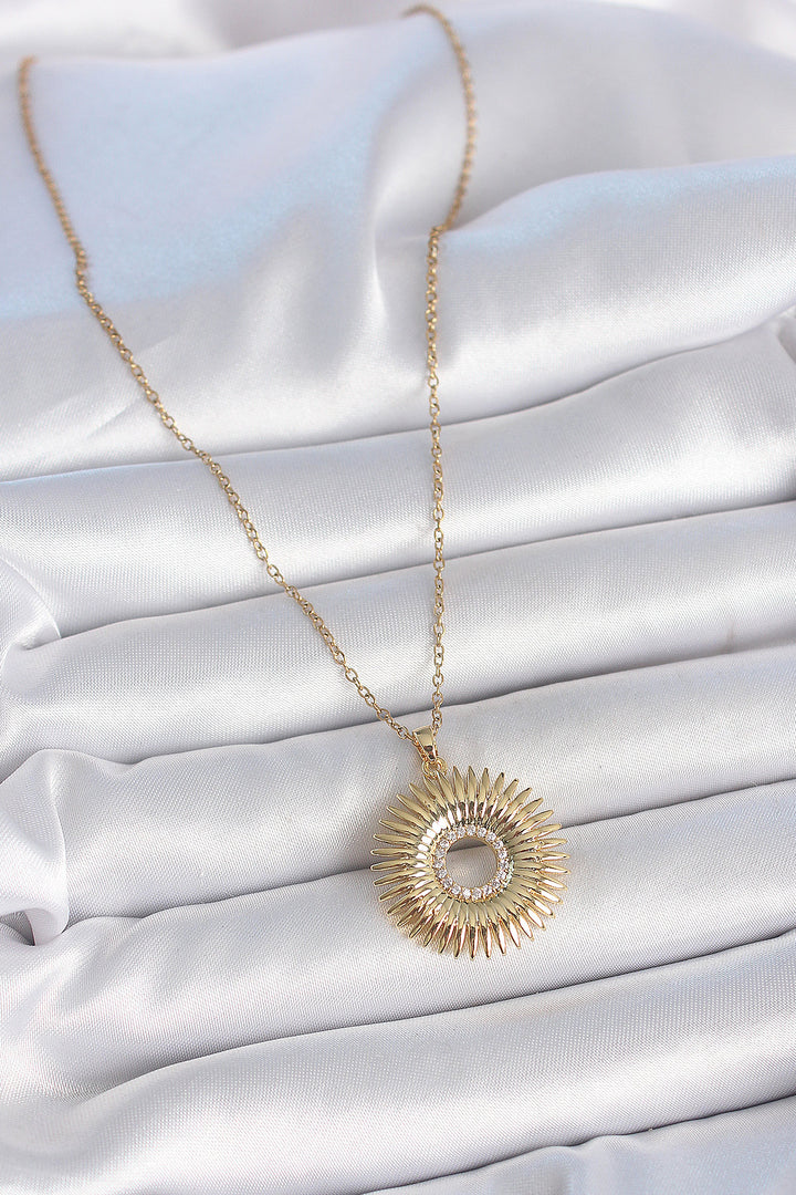 EBJ 316L Steel Gold Color Chain with Zircon Stone Nova Star Model Women's Necklace - Puyallup