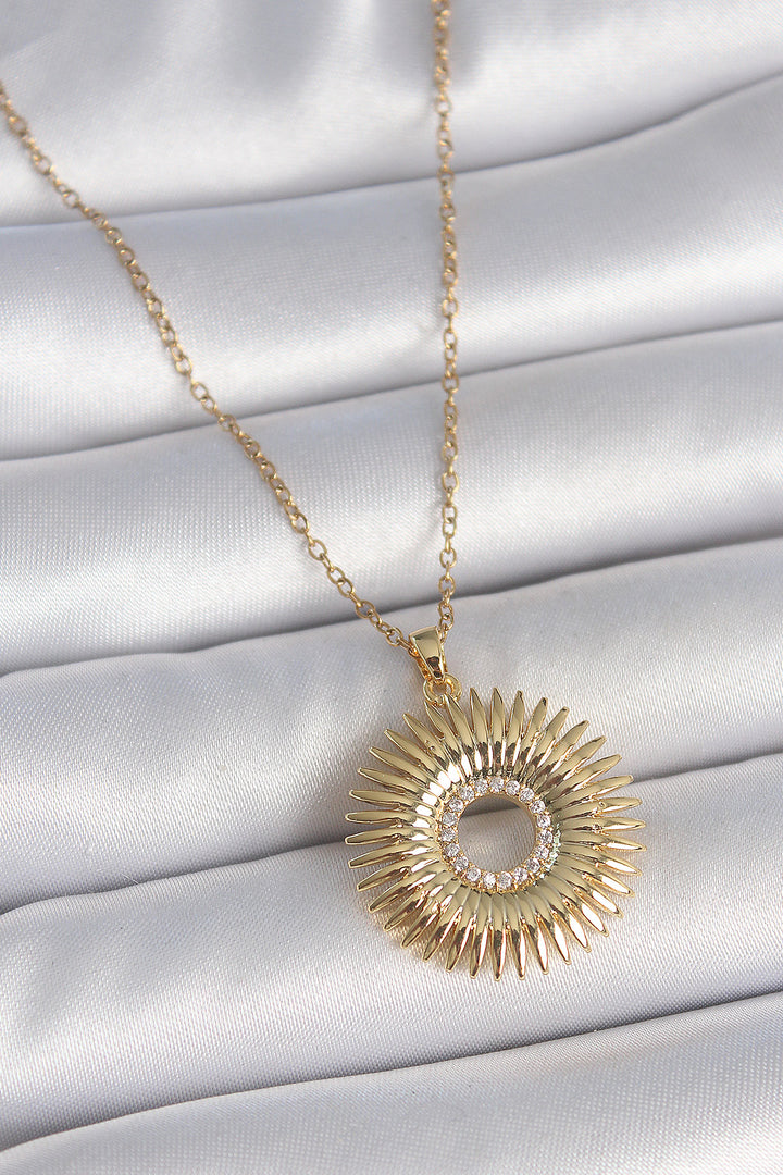 EBJ 316L Steel Gold Color Chain with Zircon Stone Nova Star Model Women's Necklace - Puyallup