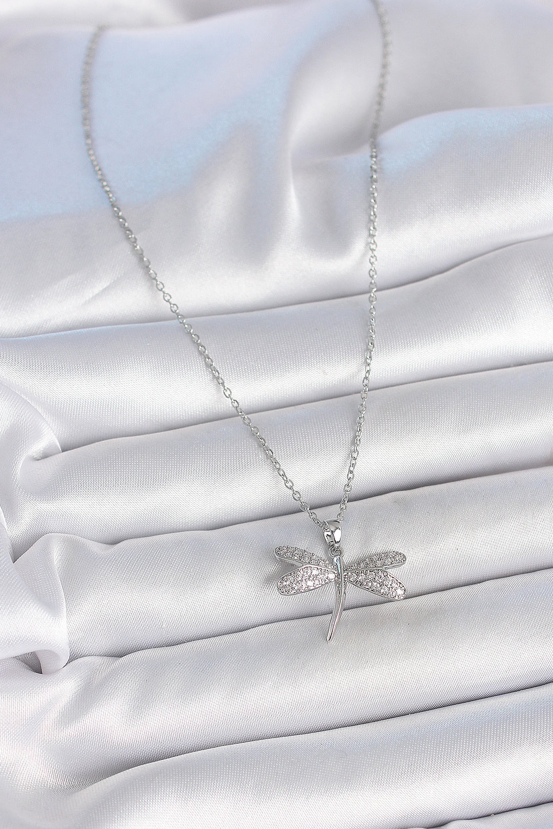 EBJ 316L Stainless Steel Silver Color Chain Dragonfly Model Women's Necklace with Zircon Stone - Vitry-sur-Seine