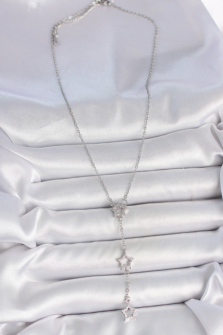 EBJ 316L Stainless Steel Silver Color Chain with Zircon Stone Star Y Model Women's Necklace - Mechelen