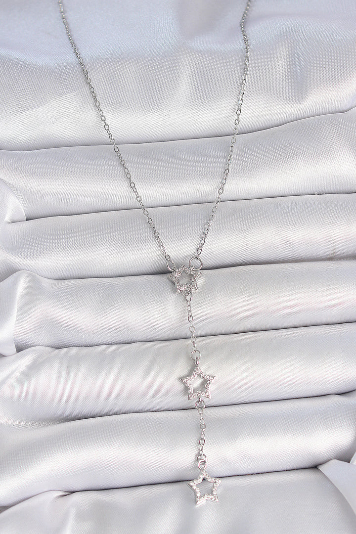 EBJ 316L Stainless Steel Silver Color Chain with Zircon Stone Star Y Model Women's Necklace - Mechelen