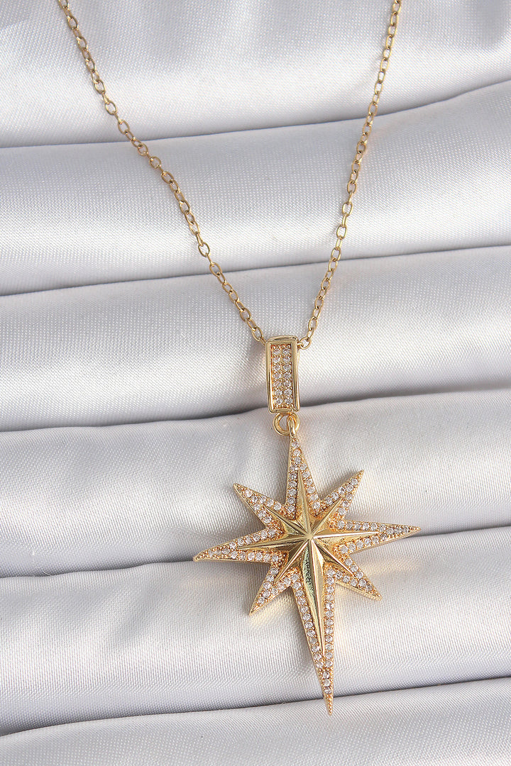 EBJ 316L Steel Gold Color Zircon Stone Polar Star Model Women's Necklace - Velbert