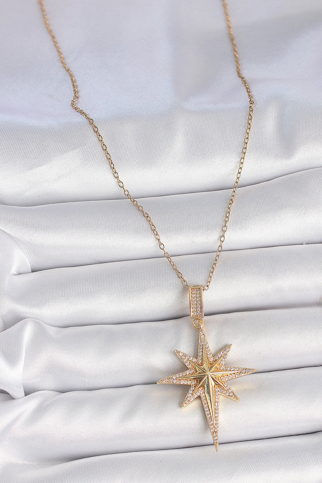 EBJ 316L Steel Gold Color Zircon Stone Polar Star Model Women's Necklace - Velbert