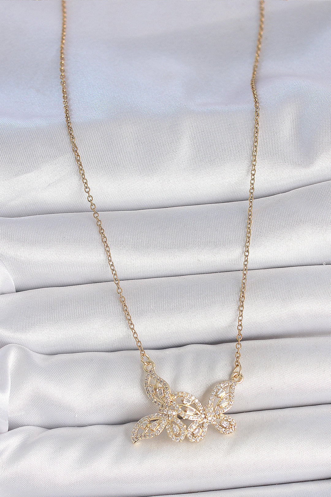 EBJ 316L Steel Gold Color Chain with Zircon Stone Butterfly Model Women's Necklace - San Felíu de Llobregat