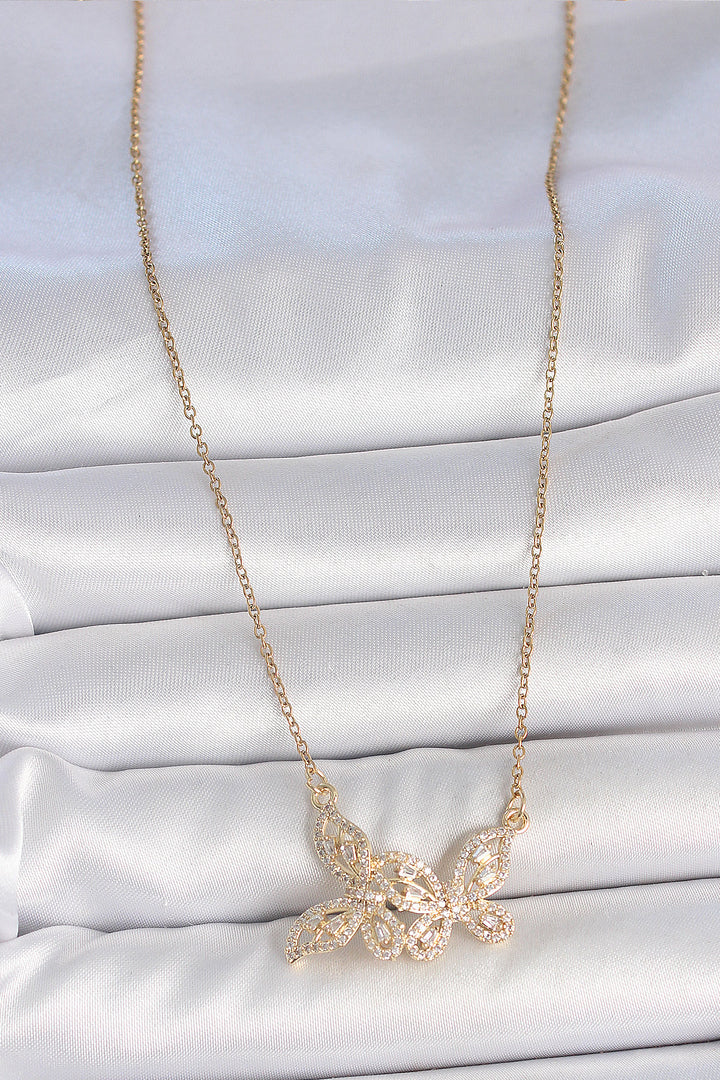 EBJ 316L Steel Gold Color Chain with Zircon Stone Butterfly Model Women's Necklace - San Felíu de Llobregat