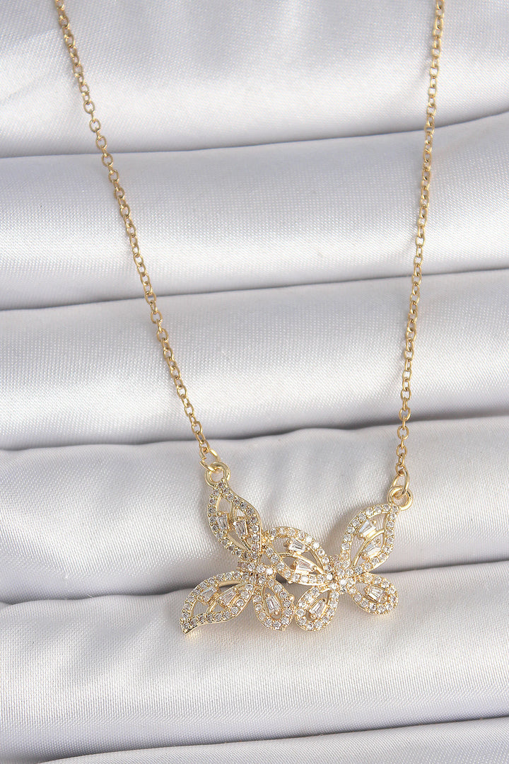 EBJ 316L Steel Gold Color Chain with Zircon Stone Butterfly Model Women's Necklace - San Felíu de Llobregat