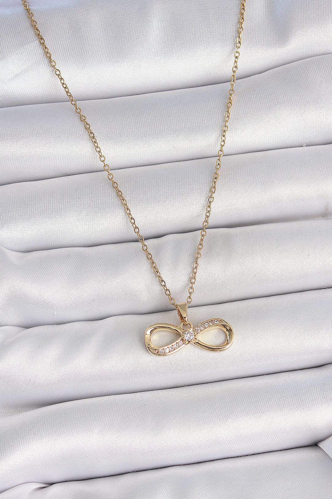 EBJ 316L Stainless Steel Gold Color Chain with Zircon Stone Infinity Model Women's Necklace - Sibiu