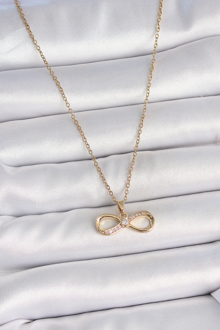 EBJ 316L Stainless Steel Gold Color Chain with Zircon Stone Infinity Model Women's Necklace - Sibiu