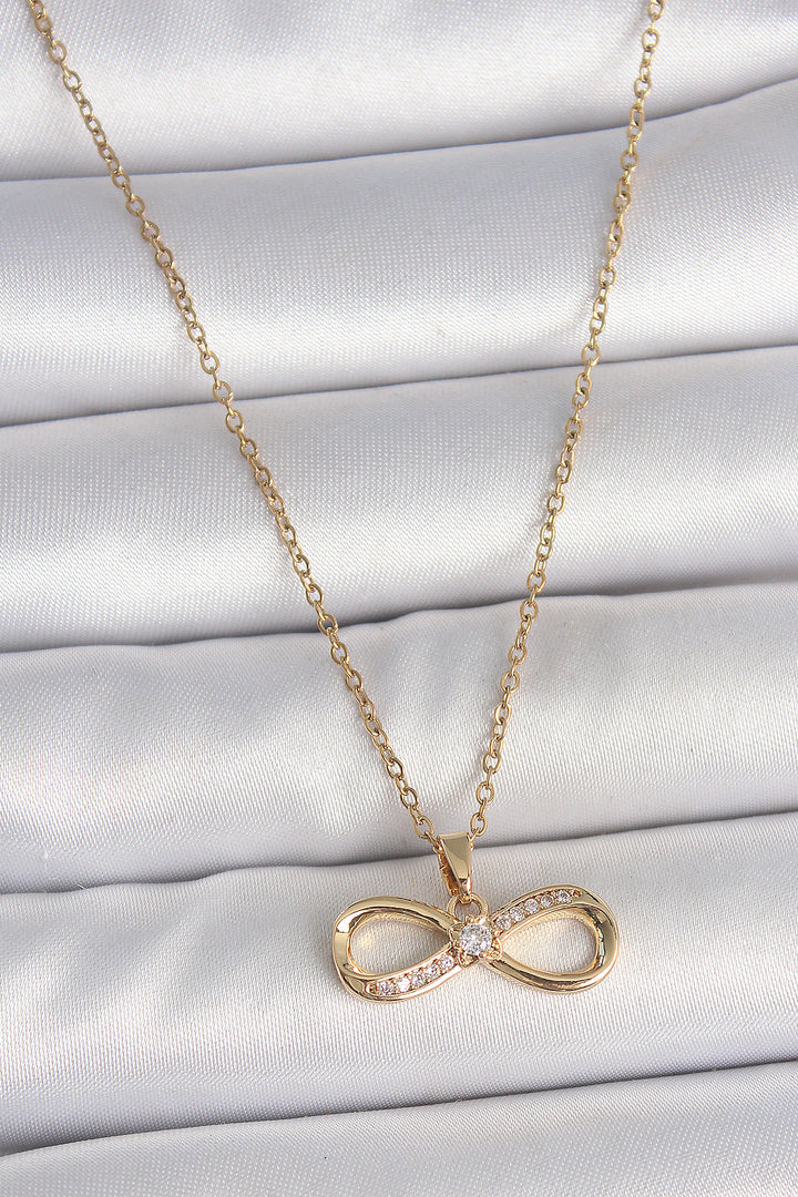EBJ 316L Stainless Steel Gold Color Chain with Zircon Stone Infinity Model Women's Necklace - Sibiu
