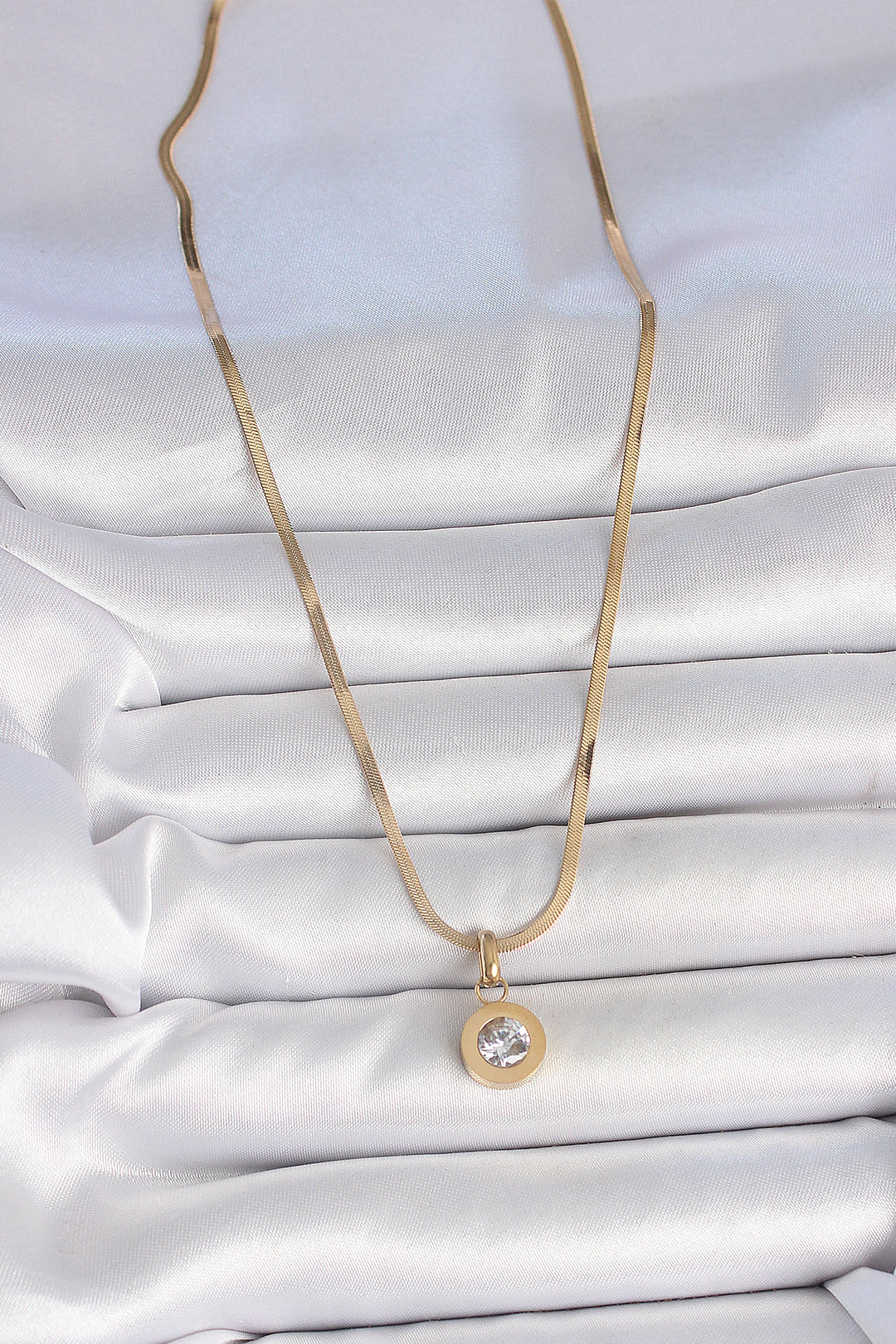 EBJ 316L Steel Gold Color Italian Chain Pendant Zircon Stone Model Women's Necklace - Regina