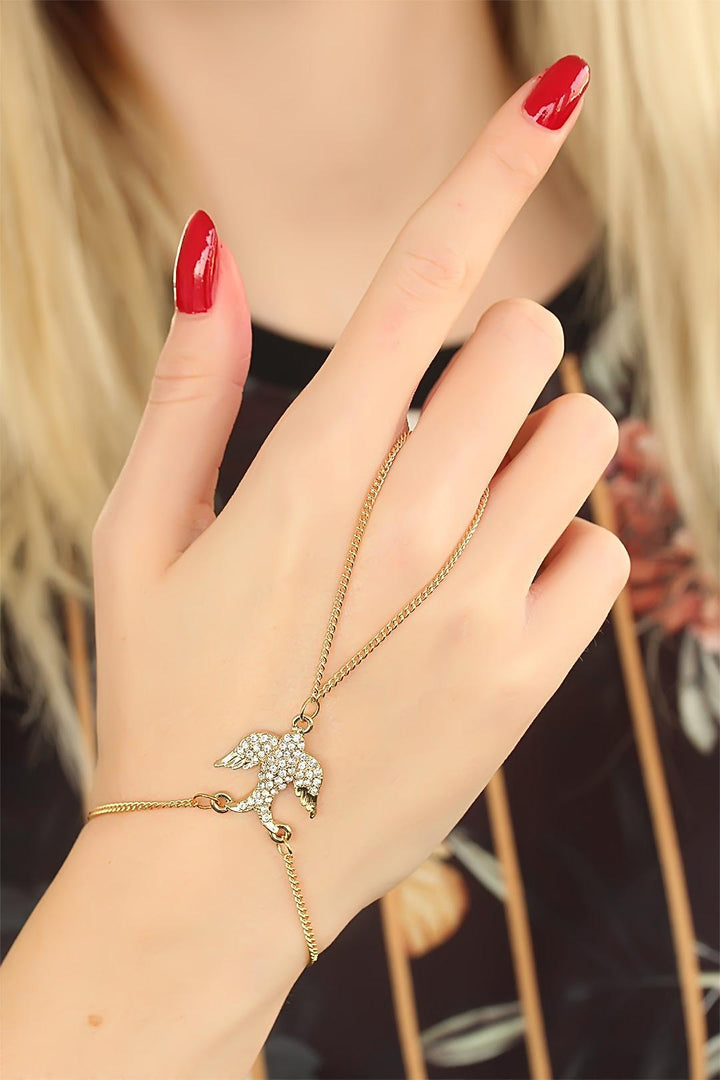 EBJ Gold Color Swarovski Crystal Swallow Şahmeran Bracelet - Villepinte