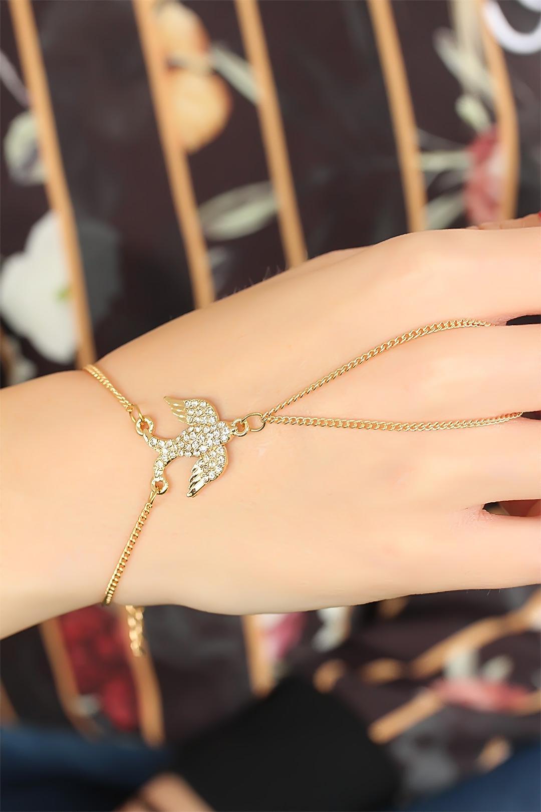 EBJ Gold Color Swarovski Crystal Swallow Şahmeran Bracelet - Villepinte