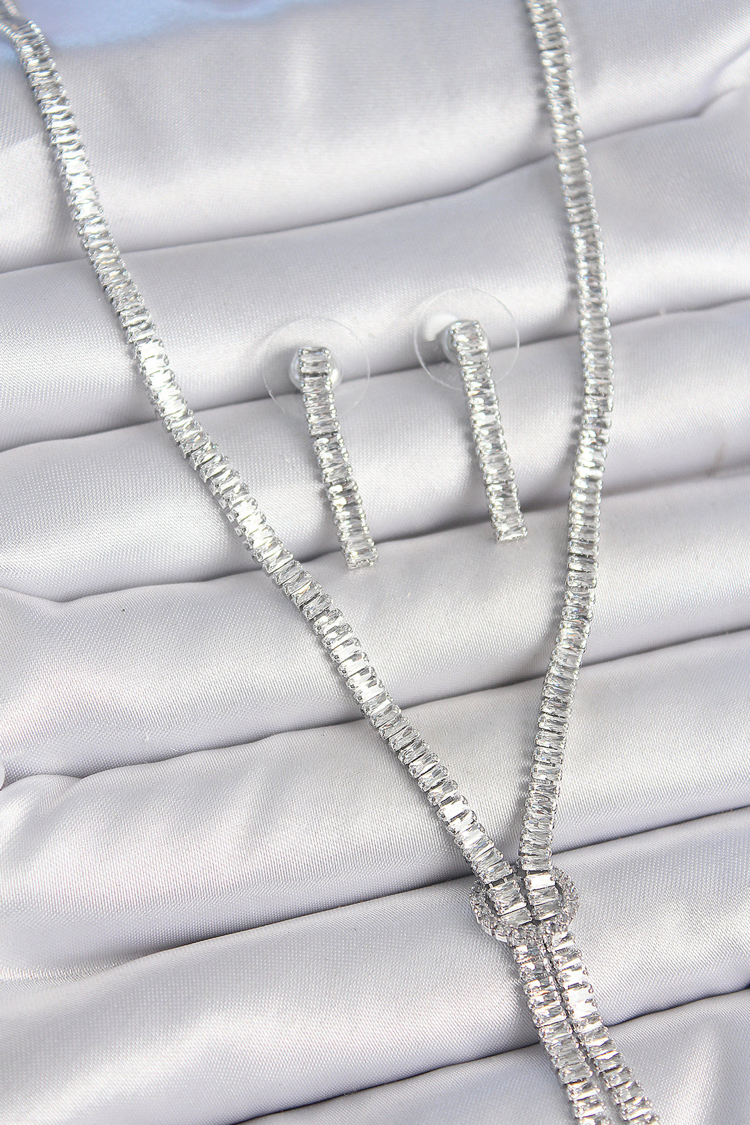 EBJ Rice Silver Color Waterway Zircon Stone VIP Series Women's Necklace Set - Gori