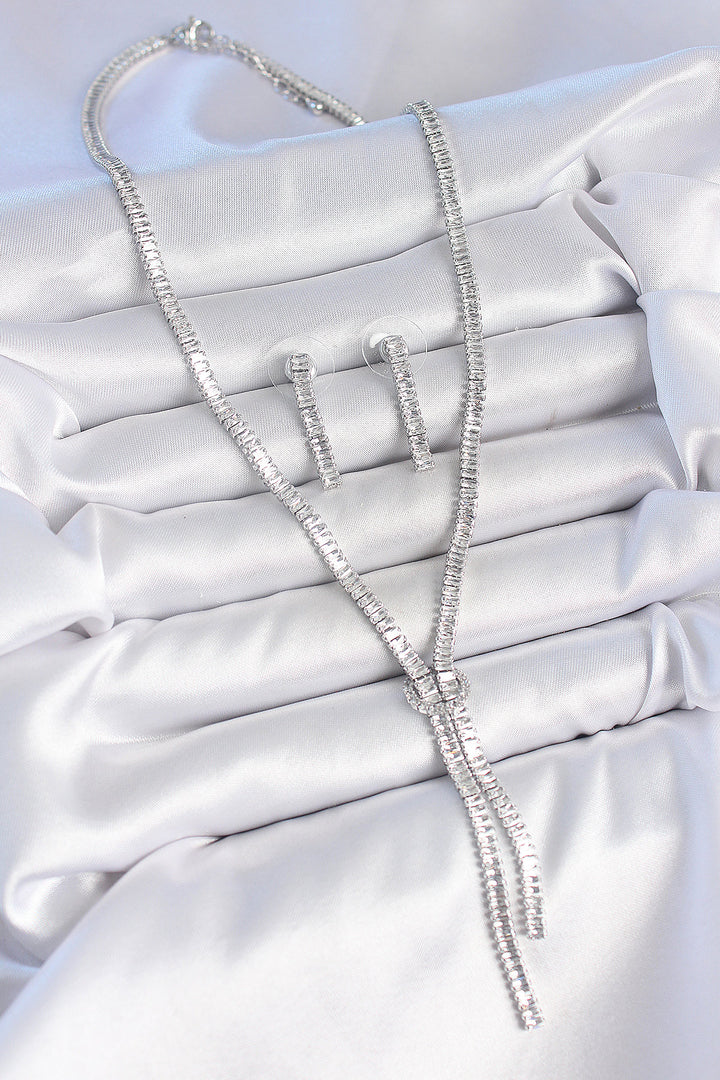 EBJ Rice Silver Color Waterway Zircon Stone VIP Series Women's Necklace Set - Gori