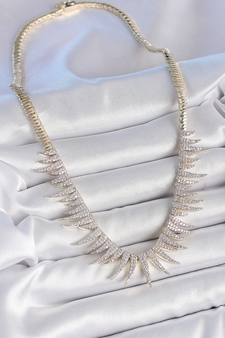 EBJ Rice Gold Color Pointed Model VIP Series Women's Necklace with Zircon Stone - Leamington