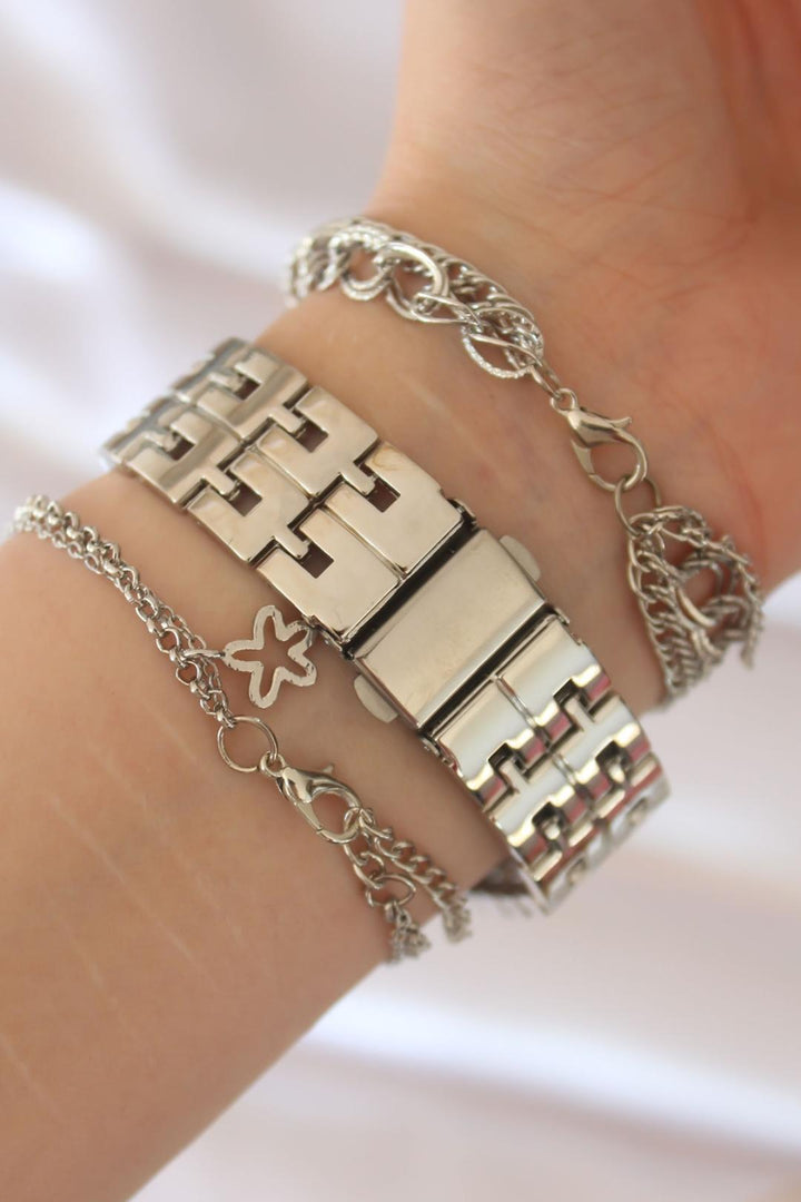 EBJ Silver Color Metal Watch and Bracelet Set with Zircon Stone - Rexburg
