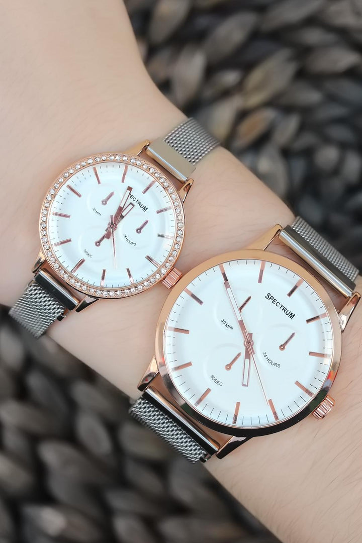 EBJ Silver Color Mesh Metal Strap Magnetic Couple Watches - Des Plaines