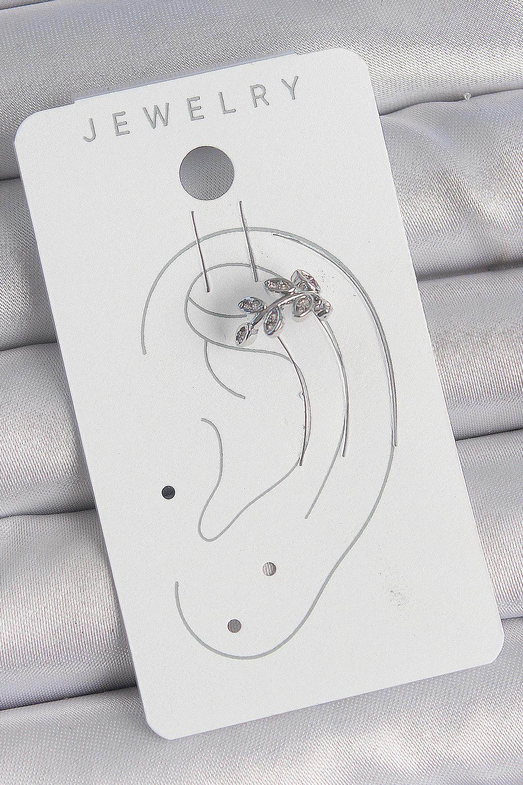 EBJ Rice Silver Color Zircon Stone Leaf Model Cartilage Women's Earring - Walnut Creek