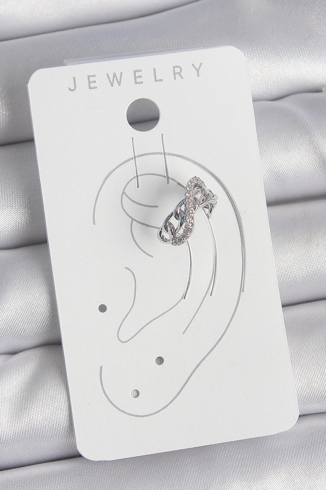 EBJ Rice Silver Color Zircon Stone Chain Infinity Model Women Cartilage Earring - Parma