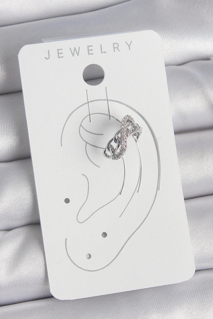 EBJ Rice Silver Color Zircon Stone Chain Infinity Model Women Cartilage Earring - Parma