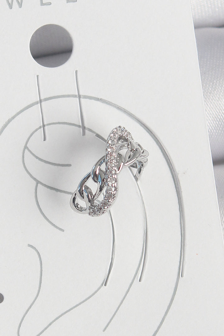 EBJ Rice Silver Color Zircon Stone Chain Infinity Model Women Cartilage Earring - Parma