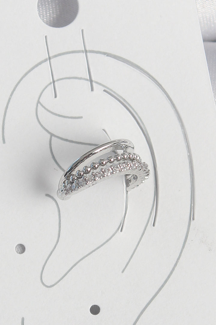 EBJ Rice Silver Color Zircon Stone 3-Row Women's Cartilage Earring - Marina di Carrara