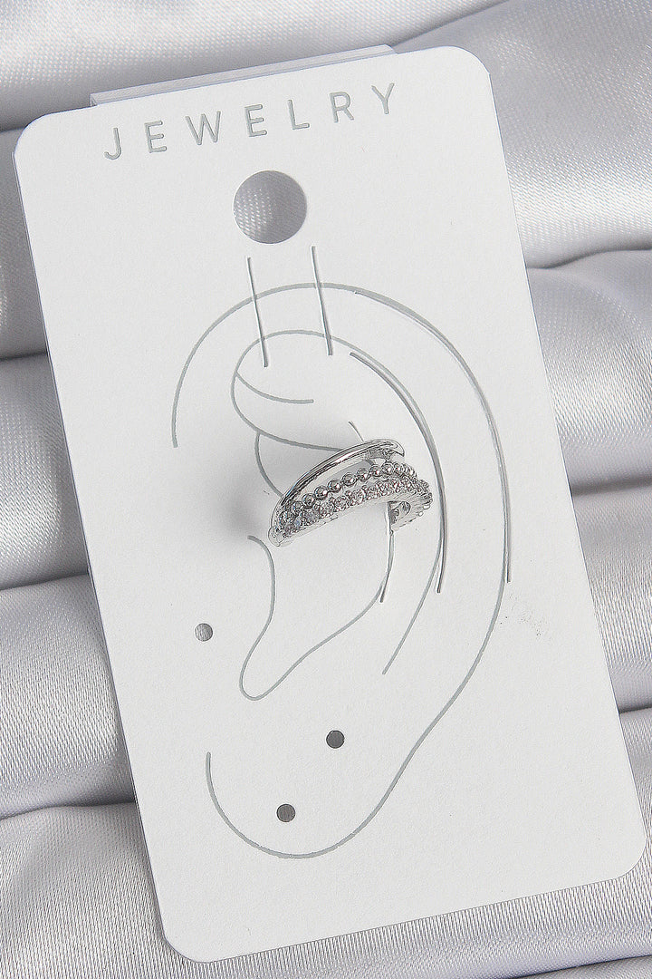 EBJ Rice Silver Color Zircon Stone 3-Row Women's Cartilage Earring - Marina di Carrara