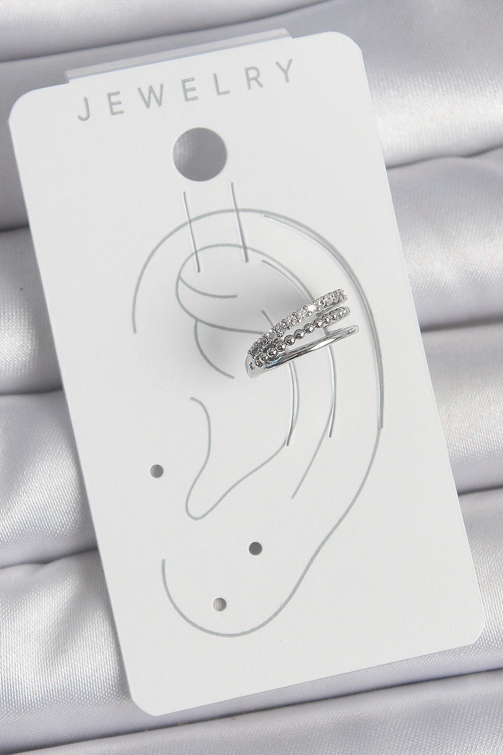 EBJ Rice Silver Color Zircon Stone 3-Row Model Women's Cartilage Earring - Broomfield