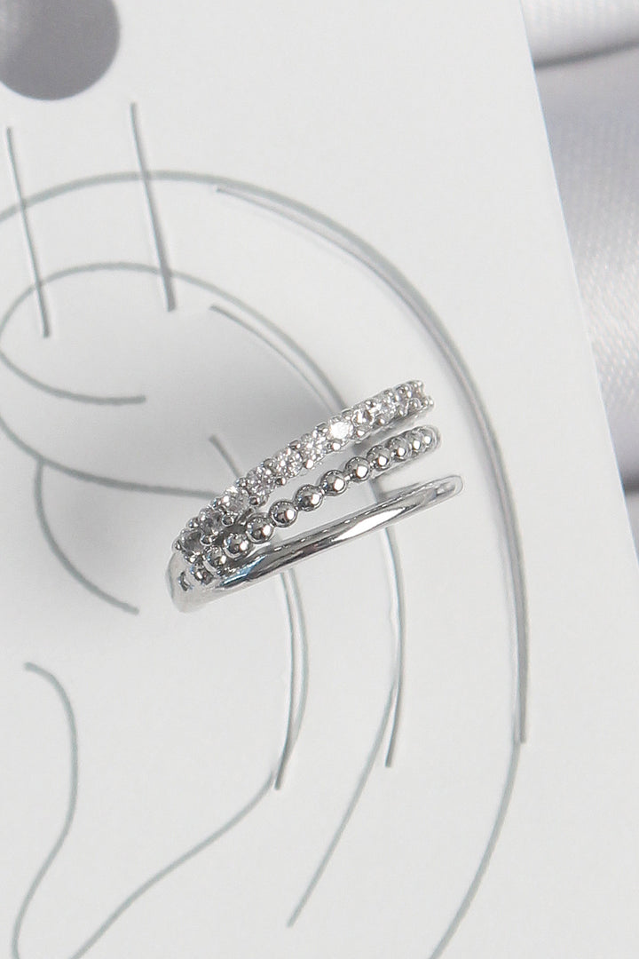 EBJ Rice Silver Color Zircon Stone 3-Row Model Women's Cartilage Earring - Broomfield
