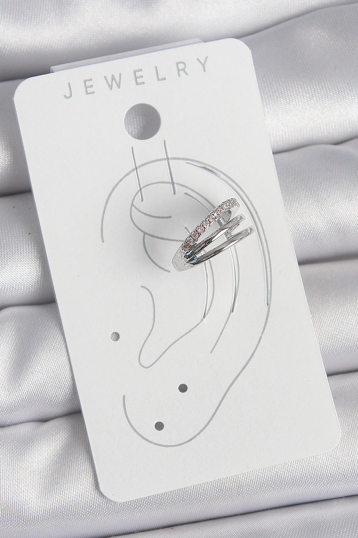 EBJ Rice Silver Color Zircon Stone 3-Row Model Women's Cartilage Earring - Murfreesboro
