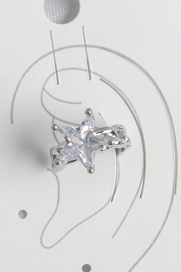 EBJ Rice Silver Color Star Model Women's Cartilage Earring with Zircon Stone - Farmington