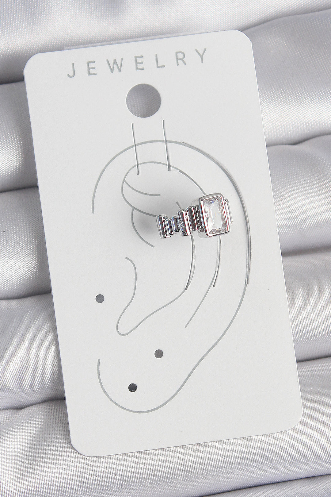 EBJ Rice Silver Color Square Zircon Stone Women's Cartilage Model Earring - Snizhne