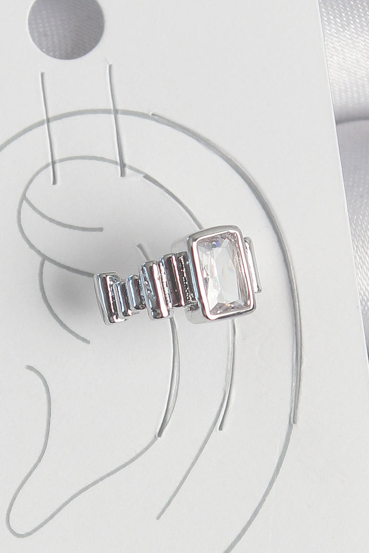 EBJ Rice Silver Color Square Zircon Stone Women's Cartilage Model Earring - Snizhne